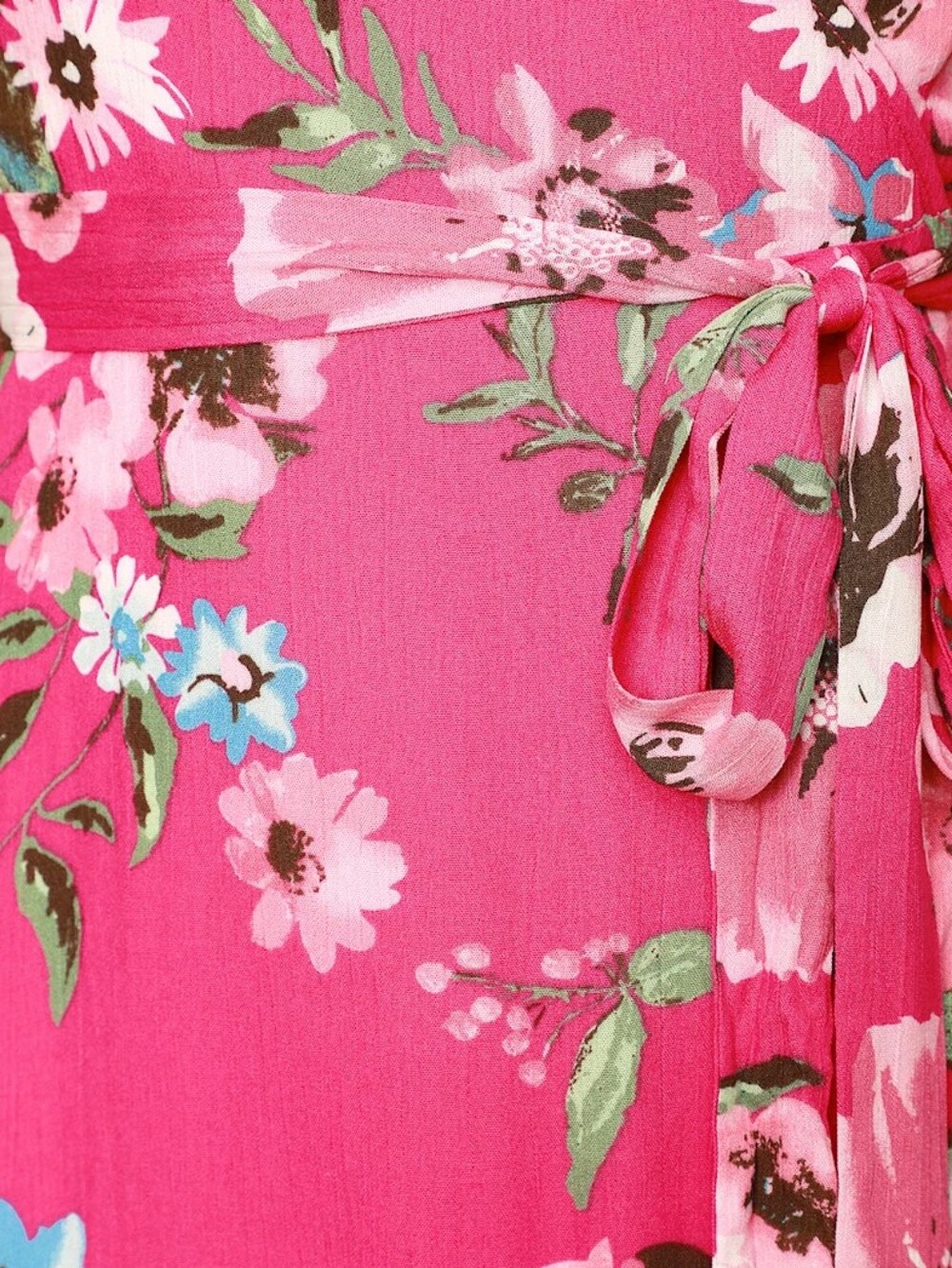 NWOT Lulus Real Life Daydream Hot Pink Floral Print Midi Wrap Dress - Picture 5 of 8